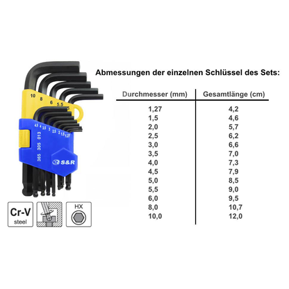 Artikelbild 5 für S&R Innensechskantschlüssel-Satz 365.305.013 13-teilig, Artikelnummer 316199