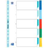 Artikelbild 1 für OXFORD Ordnerregister DIN A4 Vollformat blanko farbig 5-teilig, 1 Satz, Artikelnummer 692004