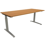 Artikelbild 1 für fm Sidney höhenverstellbarer Schreibtisch buche rechteckig, C-Fuß-Gestell Quadratrohr silber 180,0 x 80,0 cm, Artikelnummer 371684