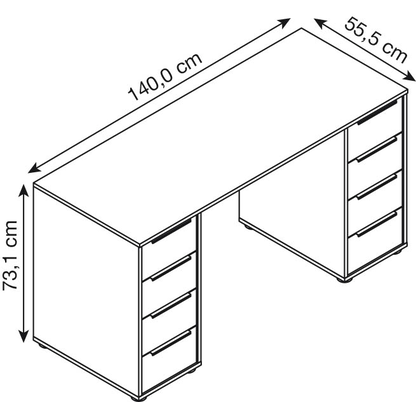 Artikelbild 2 für MÖBELPARTNER Elma Schreibtisch pastellgrün, eiche rechteckig, Wangen-Gestell grün 140,0 x 55,5 cm, Artikelnummer 323869
