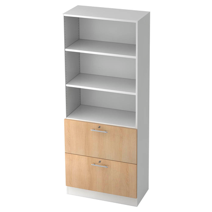Artikelbild für HAMMERBACHER Regalschrank Orbis, V7300/W/E/RE weiß, eiche 80,0 x 42,0 x 200,4 cm, 1 St., Artikelnummer 636600