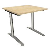 Artikelbild 1 für fm Sidney höhenverstellbarer Schreibtisch königsahorn rechteckig, C-Fuß-Gestell Rundrohr silber 80,0 x 80,0 cm, Artikelnummer 371561
