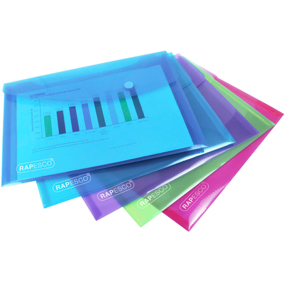 Artikelbild für RAPESCO® Dokumententaschen DIN A5 farbsortiert genarbt 0,20 mm, 5 St., Artikelnummer 154887