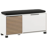 Artikelbild 1 für MÖBELPARTNER Schuhbank Loft 157169 weiß, Aktustikoptik Holz 98,4 cm, Artikelnummer 255147