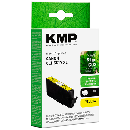 Artikelbild 2 für KMP gelb Druckerpatrone kompatibel zu Canon CLI-551 XL Y, Artikelnummer 541153