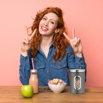 Artikelbild 6 für relaxdays Vorratsdose 17,0 cm hoch grau 1,4 l, 1 St., Artikelnummer 472892