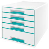Artikelbild 1 für LEITZ Schubladenbox WOW Cube perlweiß/eisblau 52142051, DIN A4 mit 5 Schubladen, 1 St., Artikelnummer 418689