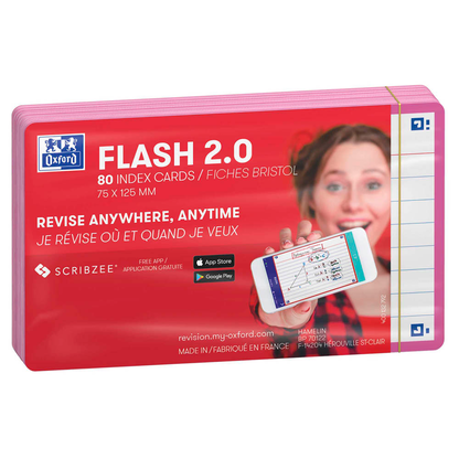 Artikelbild 2 für OXFORD Karteikarten FLASH 2.0 DIN A7 weiß, fuchsia liniert, 80 St., Artikelnummer 371478