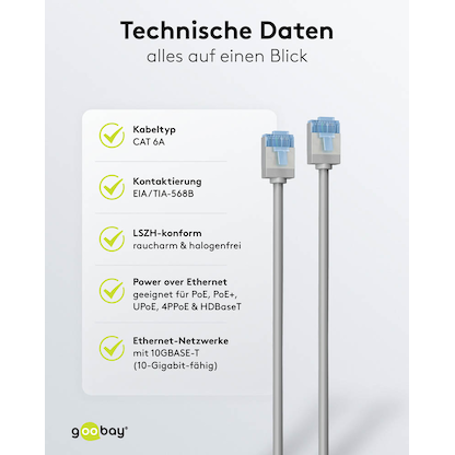 Artikelbild 7 für goobay RJ-45 Netzwerkkabel 7,5 m grau bis zu 10,00 Gbit/Sek. bis zu 500 MHz, 1 St., Artikelnummer 557466