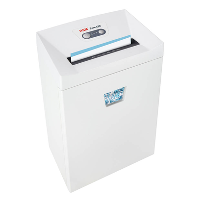 Artikelbild für HSM Pure 420 Aktenvernichter mit Partikelschnitt P-4, 4,5 x 30 mm, bis 15 Blatt, weiß, Artikelnummer 558515