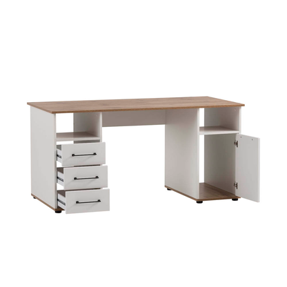 Artikelbild 2 für MÖBELPARTNER Jelda Schreibtisch eiche-landhaus rechteckig, Wangen-Gestell weiß 150,0 x 70,0 cm, Artikelnummer 254898