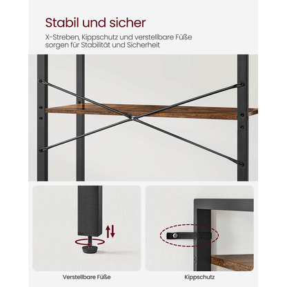 Artikelbild 6 für VASAGLE Bücherregal braun, schwarz 66,0 x 30,0 x 153,0 cm, 1 St., Artikelnummer 289359