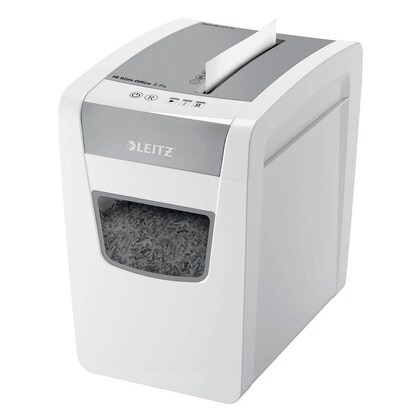 Artikelbild für LEITZ IQ Slim Office Aktenvernichter mit Partikelschnitt P-4, 4 x 28 mm, bis 12 Blatt, weiß, Artikelnummer 390177