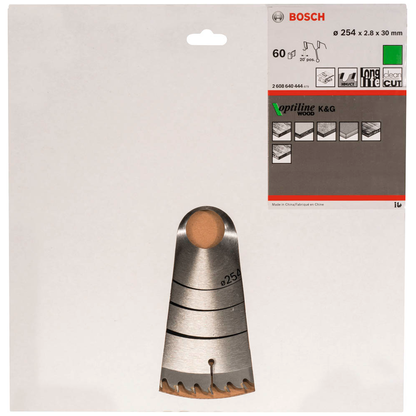 Artikelbild 2 für BOSCH Optiline Wood Kreissägeblatt 254,0 mm, 60 Zähne, 1 St., Artikelnummer 452951