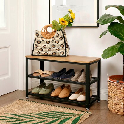 Artikelbild 4 für VASAGLE Schuhbank LBS073N01 hellbraun, schwarz Holz 73,0 cm, Artikelnummer 439329