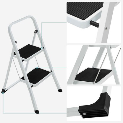 Artikelbild 5 für SONGMICS Klapptritt weiß 2 Stufen, H: 82,0 cm, Artikelnummer 760627