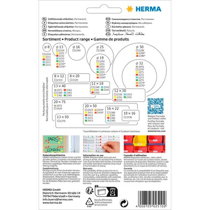 Artikelbild 2 für HERMA Ring-Etiketten 2510 weiß 10,0 x 49,0 mm, 25 Blatt, Artikelnummer 517589