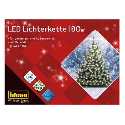 Artikelbild 3 für Idena 80er weiße LED Lichterkette grün 16,0 m, 1 St., Artikelnummer 105209