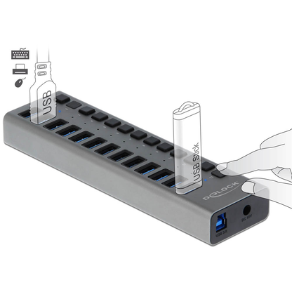 Artikelbild 2 für DeLOCK USB-Hub SuperSpeed 13-fach grau, Artikelnummer 106407