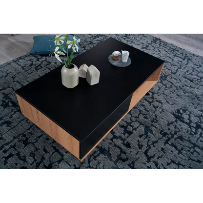 Artikelbild 5 für WOHNLING Couchtisch rechteckig MDF-Platte schwarz, eiche 60,0 x 110,0 x 38,0 cm, 1 St., Artikelnummer 166187