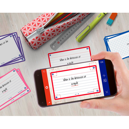 Artikelbild 4 für OXFORD Karteikarten FLASH 2.0 DIN A7 weiß, rot liniert, 80 St., Artikelnummer 371516