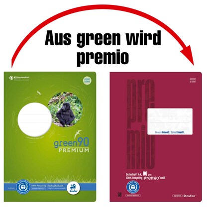 Artikelbild für Staufen® Schulheft Premio Lineatur 38 kariert DIN A4 Innen- und Außenrand, 16 Blatt, 1 St., Artikelnummer 974853