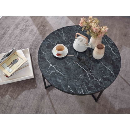 Artikelbild 4 für WOHNLING Couchtisch rund MDF-Platte marmor 80,0 x 80,0 x 36,0 cm, 1 St., Artikelnummer 439131