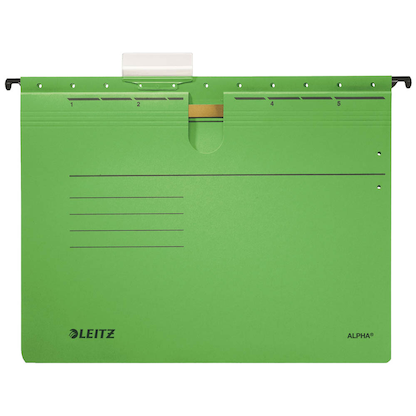 Artikelbild 2 für LEITZ Hängehefter ALPHA® 1984 Karton grün DIN A4 1x kaufmännische Heftung, 5 St., Artikelnummer 322139
