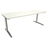 Artikelbild 1 für fm fastline höhenverstellbarer Schreibtisch weiß rechteckig, C-Fuß-Gestell Rundrohr silber 200,0 x 80,0 cm, Artikelnummer 352852