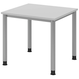 Artikelbild 1 für HAMMERBACHER HS08 höhenverstellbarer Schreibtisch lichtgrau quadratisch, 4-Fuß-Gestell silber 80,0 x 80,0 cm, Artikelnummer 355388