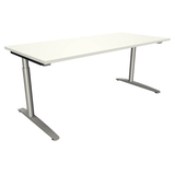 Artikelbild 1 für fm fastline höhenverstellbarer Schreibtisch weiß rechteckig, C-Fuß-Gestell Rundrohr silber 180,0 x 80,0 cm, Artikelnummer 352866