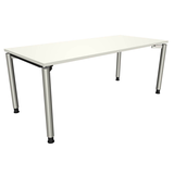 Artikelbild 1 für fm fastline höhenverstellbarer Schreibtisch weiß rechteckig, 4-Fuß-Gestell silber 180,0 x 80,0 cm, Artikelnummer 358434