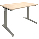 Artikelbild 1 für fm Sidney höhenverstellbarer Schreibtisch akazie rechteckig, C-Fuß-Gestell Quadratrohr silber 120,0 x 80,0 cm, Artikelnummer 270084