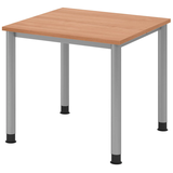 Artikelbild 1 für HAMMERBACHER HS08 höhenverstellbarer Schreibtisch nussbaum quadratisch, 4-Fuß-Gestell silber 80,0 x 80,0 cm, Artikelnummer 589731