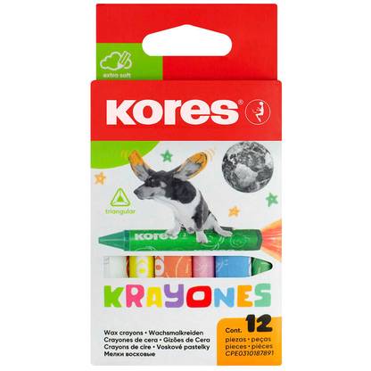 Artikelbild 2 für Kores® KRAYONES Wachsmalstifte farbsortiert, 12 St., Artikelnummer 766679