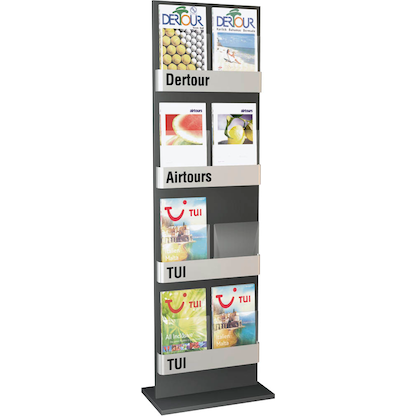 Artikelbild 2 für Kerkmann Prospektständer First silber DIN A4, DIN A5, DIN lang 8 Fächer 54,0 x 30,0 x 175,0 cm, 1 St., Artikelnummer 545160