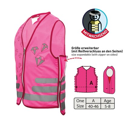 Artikelbild 3 für ROTH Mädchen Kinder-Warnweste Diamant pink Einheitsgröße, Artikelnummer 580809
