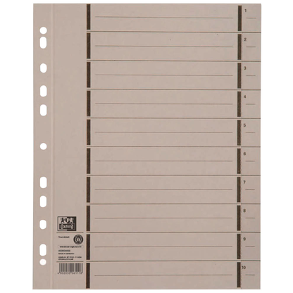 Artikelbild für OXFORD Trennblätter DIN A4 1-10 grau, 250 g/qm, 100 St., Artikelnummer 255968