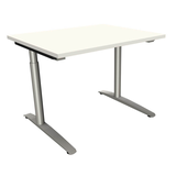 Artikelbild 1 für fm Sidney höhenverstellbarer Schreibtisch weiß rechteckig, C-Fuß-Gestell Rundrohr silber 100,0 x 80,0 cm, Artikelnummer 372294