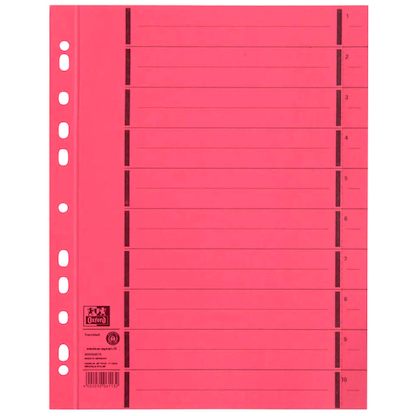 Artikelbild für OXFORD Trennblätter DIN A4 1-10 rot, 250 g/qm, 100 St., Artikelnummer 432880