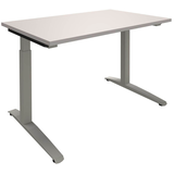 Artikelbild 1 für fm Sidney höhenverstellbarer Schreibtisch lichtgrau rechteckig, C-Fuß-Gestell Quadratrohr silber 120,0 x 80,0 cm, Artikelnummer 270097