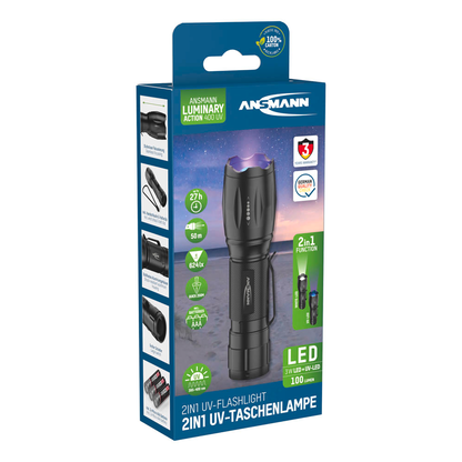 Artikelbild 2 für ANSMANN Action 400 UV LED Taschenlampe schwarz 5,0 cm, 4.200 Lux, 90 Lumen, 3 W, 1 St., Artikelnummer 629457