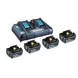 Artikelbild 1 für makita Werkzeugakkus mit Schnellladegerät Power Source Kit Lithium-Ionen 4x 5,0 Ah, Artikelnummer 141293