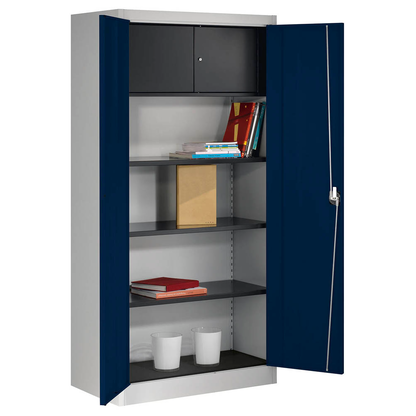 Artikelbild für mauser Stahlschrank BF 5T - 7035/5003 lichtgrau, saphirblau 3 Fachböden 95,0 x 50,0 x 195,0 cm, aufgebaut, 1 St., Artikelnummer 600748