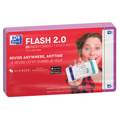 Artikelbild 2 für OXFORD Karteikarten FLASH 2.0 DIN A7 weiß, lila blanko, 80 St., Artikelnummer 371546