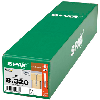 Artikelbild 8 für SPAX® Holzbauschrauben T40 Tellerkopf WIROX 0251010803205 8 mm x 320 mm, 50 St., Artikelnummer 397337
