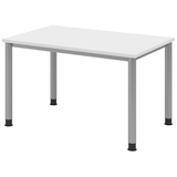 Artikelbild 1 für HAMMERBACHER HS12 höhenverstellbarer Schreibtisch weiß rechteckig, 4-Fuß-Gestell silber 120,0 x 80,0 cm, Artikelnummer 589775