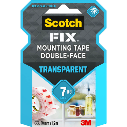 Artikelbild für Scotch FIX™ TRANSPARENT doppelseitiges Klebeband 19,0 mm x 1,5 m, 1 Rolle, Artikelnummer 570798