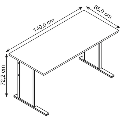 Artikelbild 2 für MÖBELPARTNER 4000 Schreibtisch eschegrau rechteckig, Kufen-Gestell esche 140,0 x 65,0 cm, Artikelnummer 896211