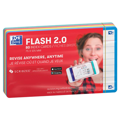 Artikelbild 2 für OXFORD Karteikarten FLASH 2.0 DIN A7 gelb, rot, türkis, mint liniert, 80 St., Artikelnummer 371619